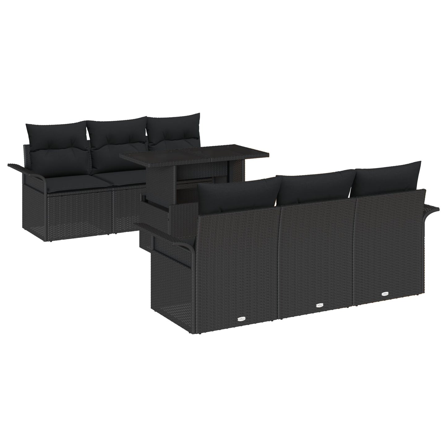 7 Delige Tuin Sofa Set Met Kussens Zwart Poly Rattan