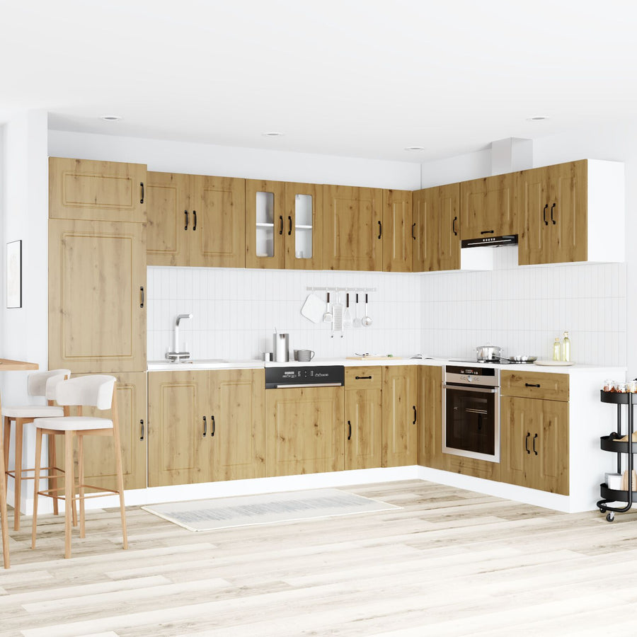 Keukenkast ""Kalmar"" Met Dubbele Wasbakken Geengineerd Hout Artisan eiken