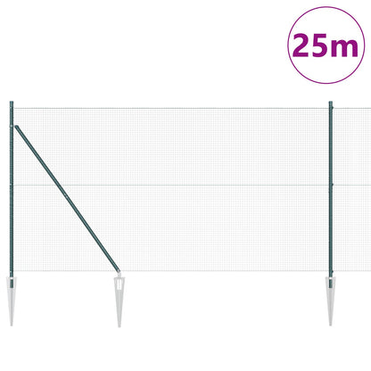 Gelast Draadhek Met 13 Spike Palen Groen 1.4X25 M Staal Gegalvaniseerd Staal
