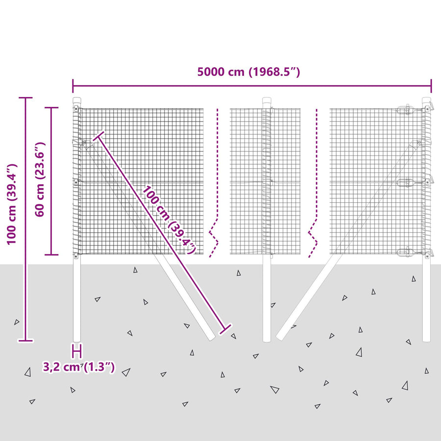 Gelast Draadhek Met 13 Posten Groen 0.6X50 M Staal Gegalvaniseerd Staal