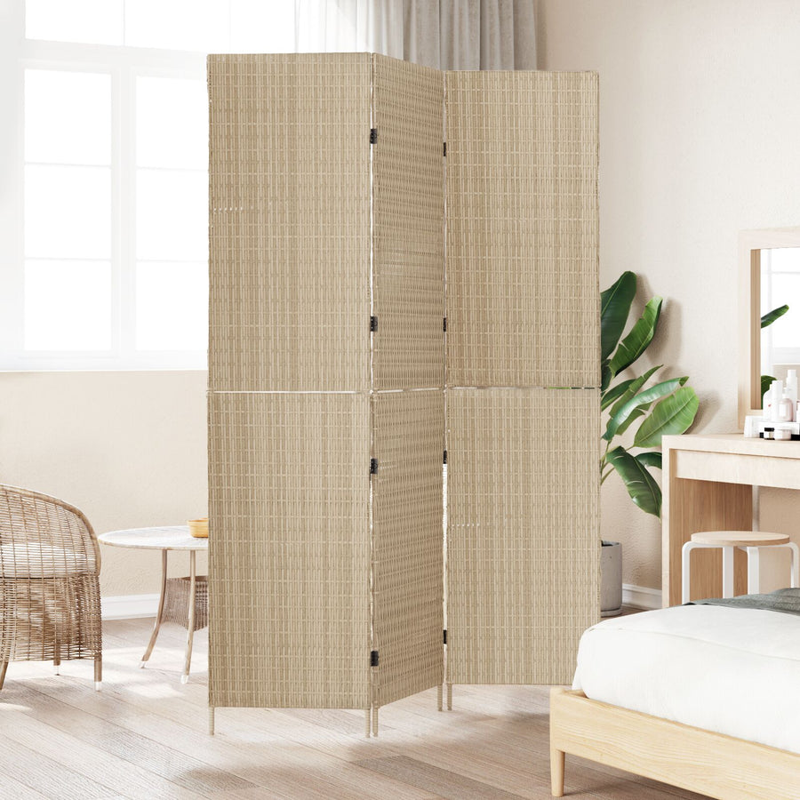 Kamerscherm Hout Groot Opvouwbaar Kamerscherm 180 cm Beige 3 panelen
