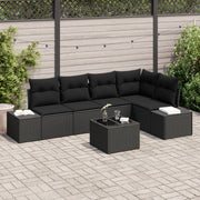 Tuinset poly rattan 6-delig beige kussens