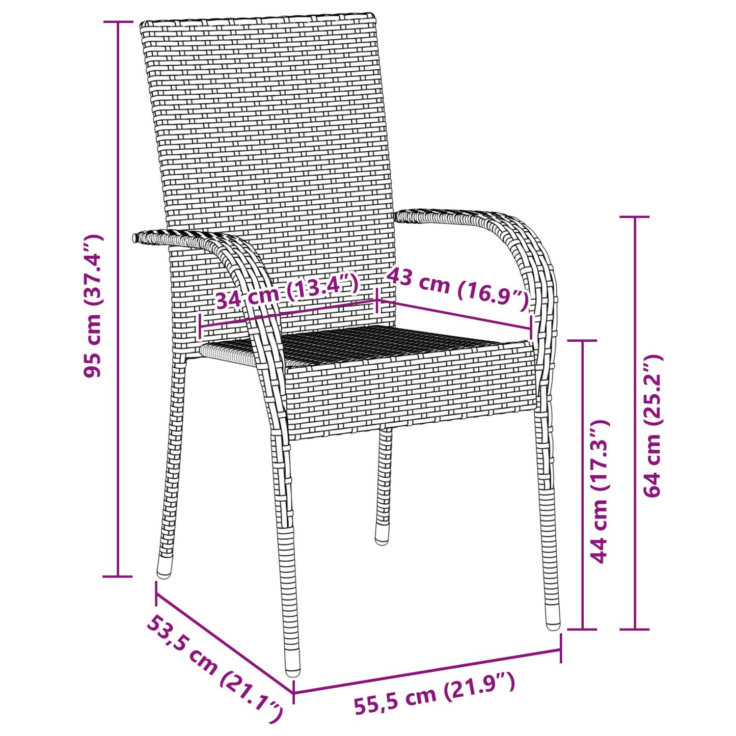 7-Delige Tuinset Grijs Poly Rattan