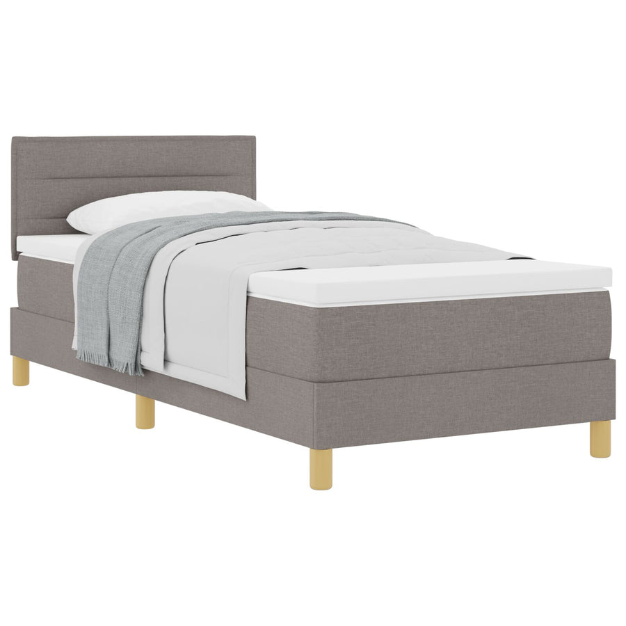 Boxspring Bed Met Matras Stof Taupe 80 x 200 cm Lijnen ontwerp