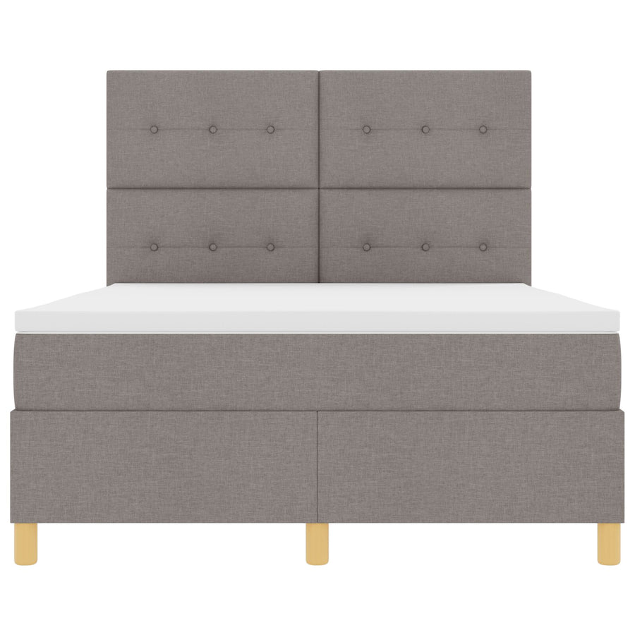 Boxspring Bed Met Matras Taupe 140X190 Cm Stof Blauw
