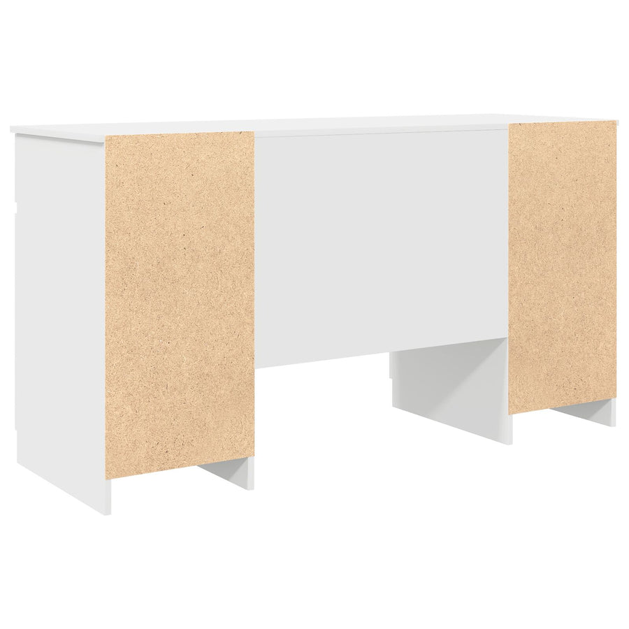 Bureau Wit 140X49X76 Cm Bewerkt Hout