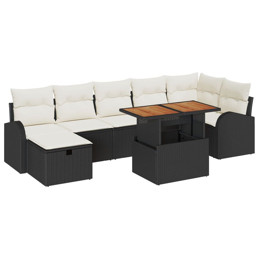 8-Delige Tuin Sofa Set Met Kussens Zwart Poly Rattan