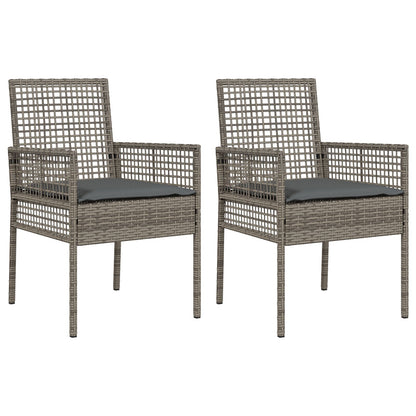 Tuinstoelen 2 Stuks Met Kussens Poly Rattan Grijs en donkergrijs