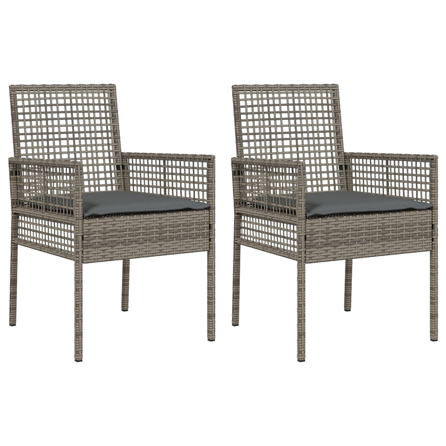 Tuinstoelen 2 Stuks Met Kussens Poly Rattan Grijs en donkergrijs