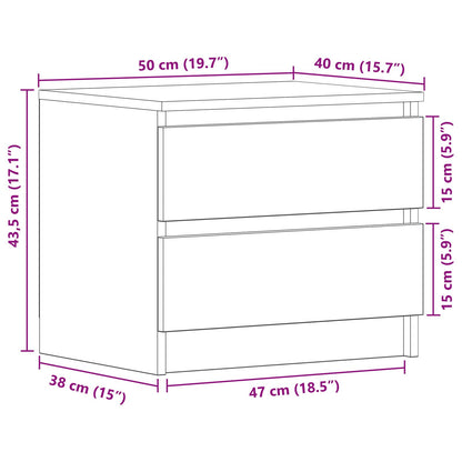 Nachtkastjes 2 Stuks Zwart Eiken 50X40X43,5 Cm Geengineerd Hout