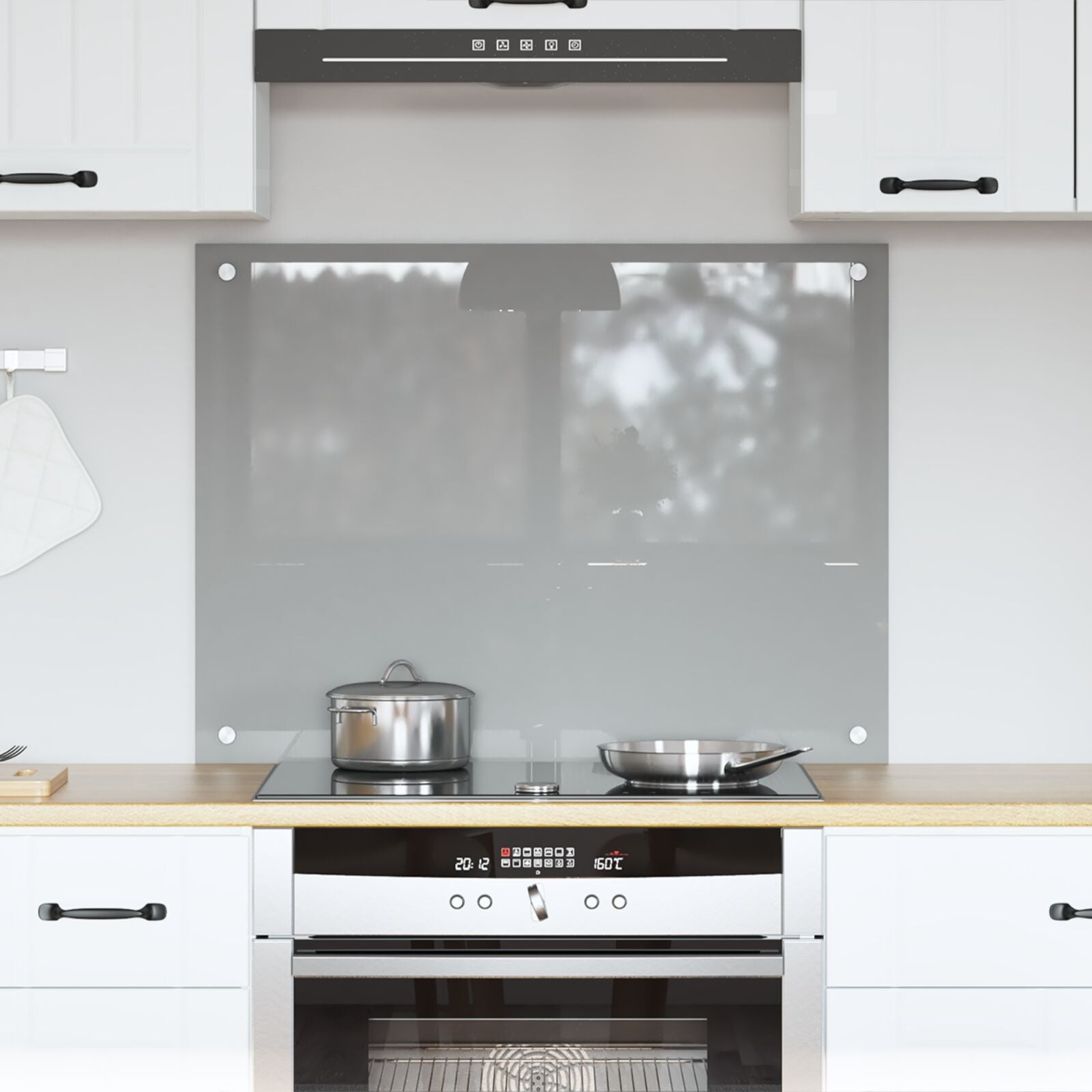 Keuken Achterwand 80X60X0,6 Cm Gehard Glas Lichtgrijs 80 x 60 cm
