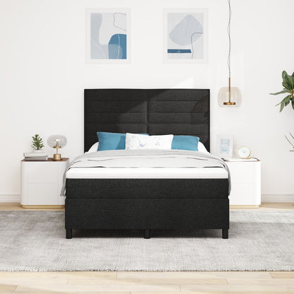 Boxspringbed Met Matras Stof Zwart 160 x 200 cm Lijnen ontwerp