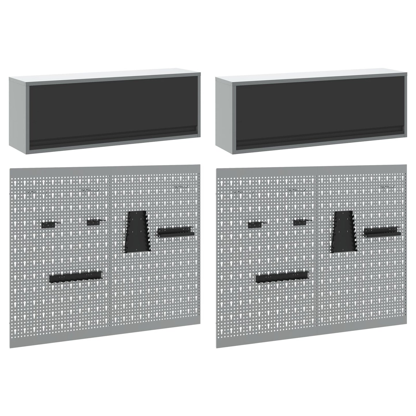 6-Delige Gereedschapskast En Pegboard Set Wandgemonteerd Zwart Metaal