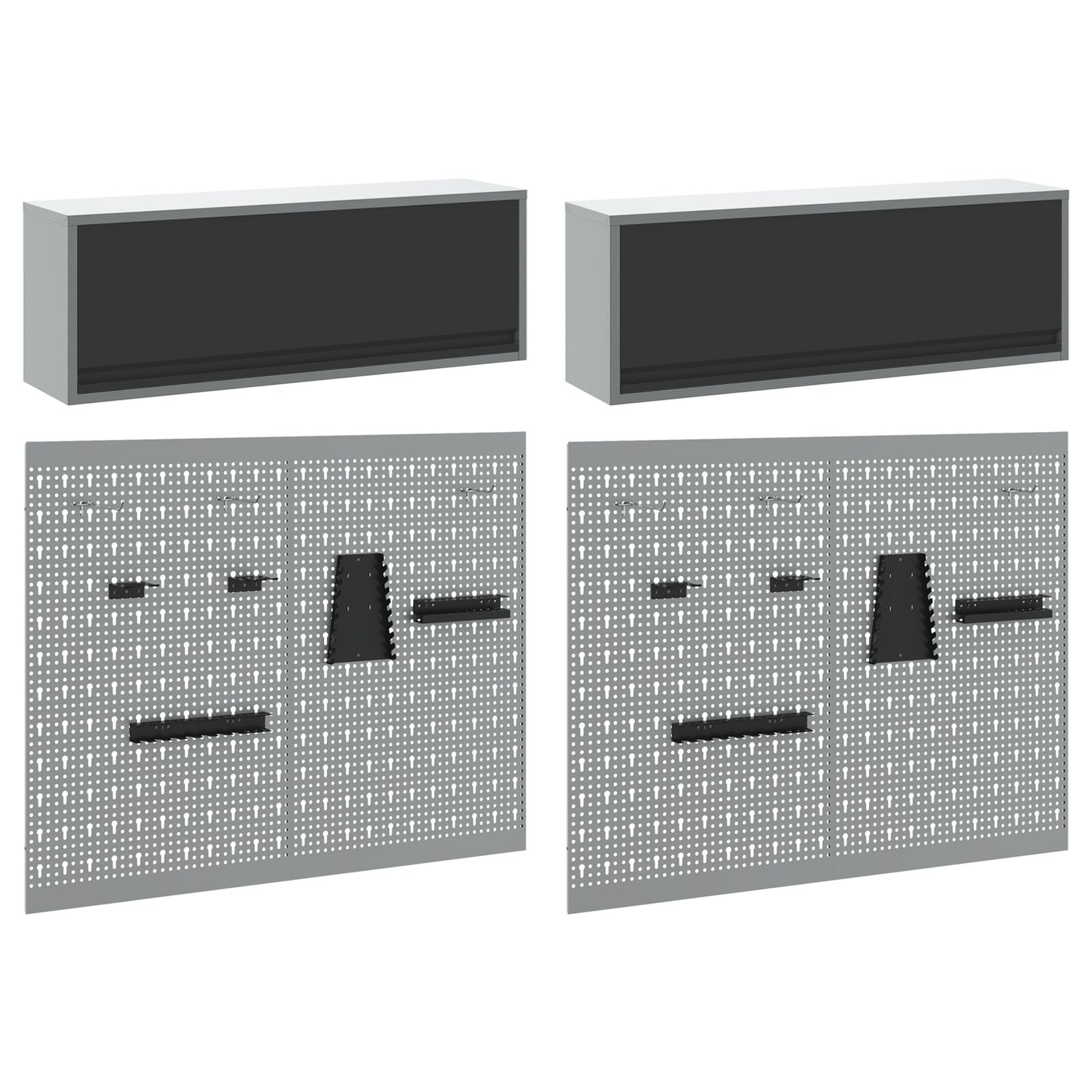 6-Delige Gereedschapskast En Pegboard Set Wandgemonteerd Zwart Metaal