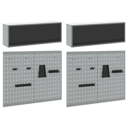 6-Delige Gereedschapskast En Pegboard Set Wandgemonteerd Zwart Metaal