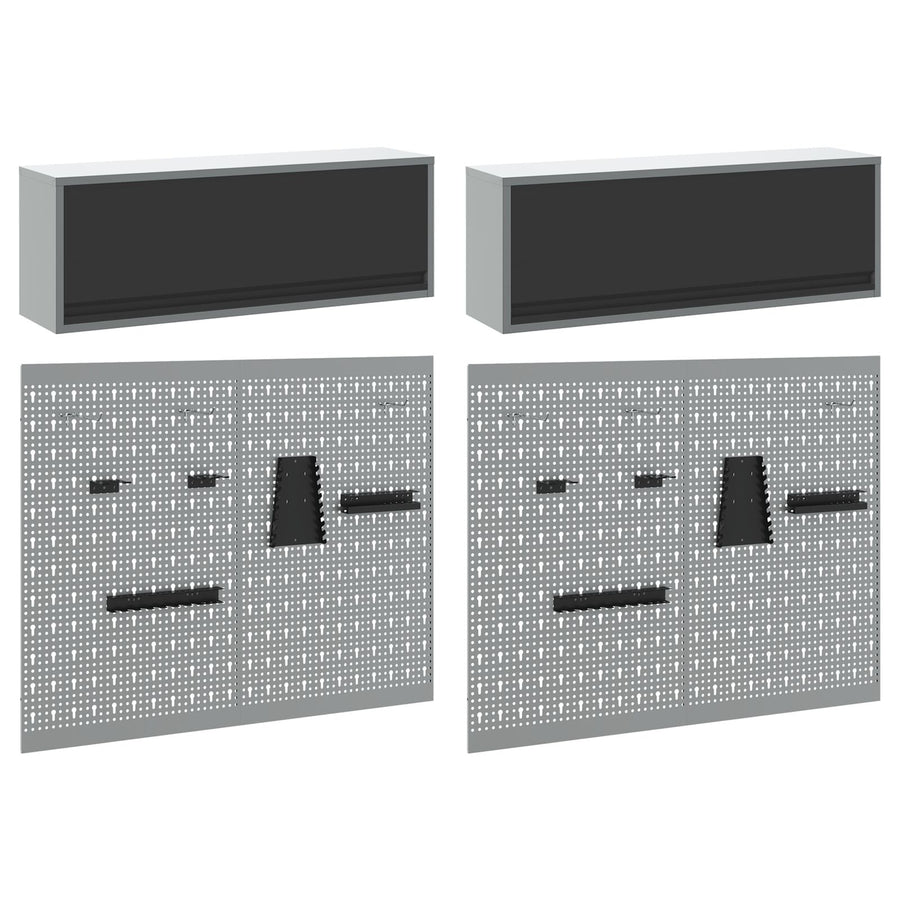 6-Delige Gereedschapskast En Pegboard Set Wandgemonteerd Zwart Metaal