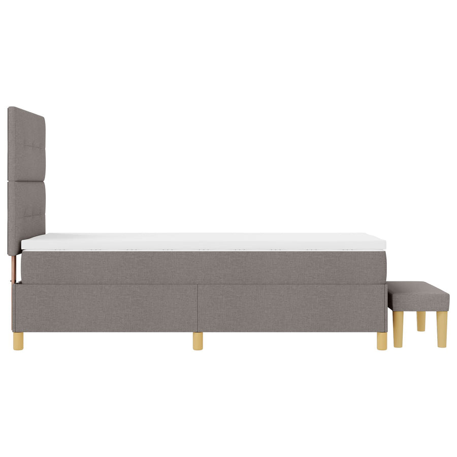 Boxspring Bed Met Matras & Bank Stof Taupe 90 x 190 cm Knopge tuft