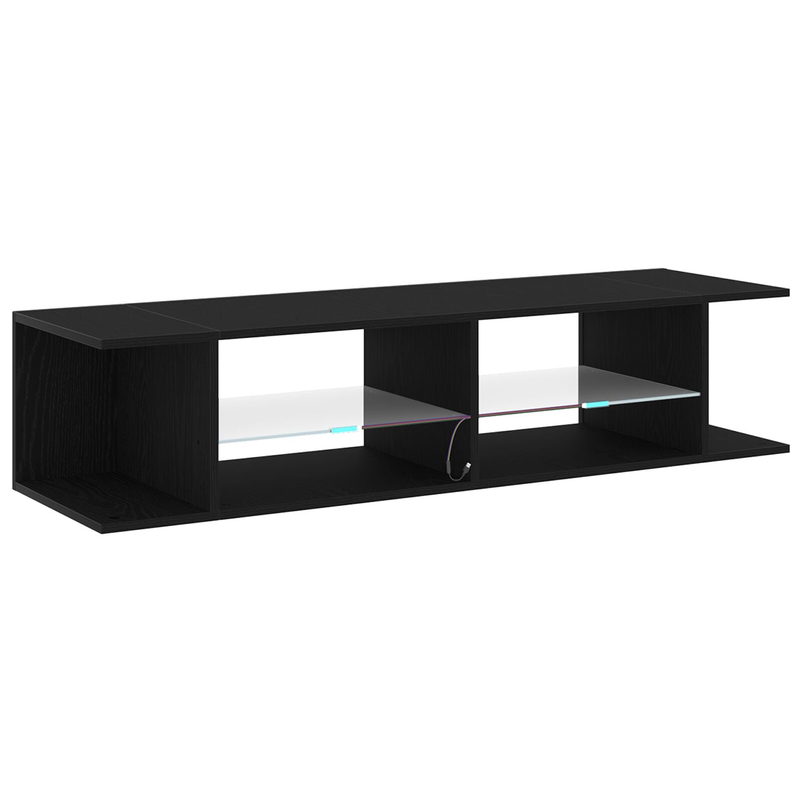 Tv-Kast Met Led-Verlichting - Zwart Eiken - 135X39X30Cm - Bewerkt Hout