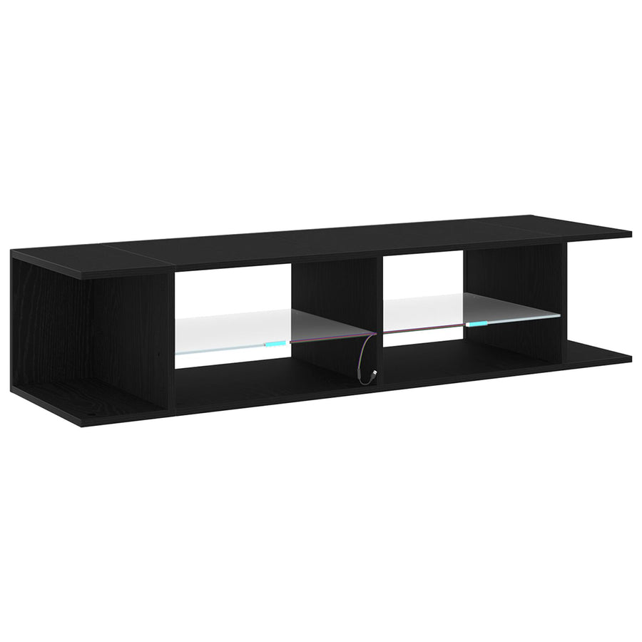 Tv-Kast Met Led-Verlichting - Zwart Eiken - 135X39X30Cm - Bewerkt Hout