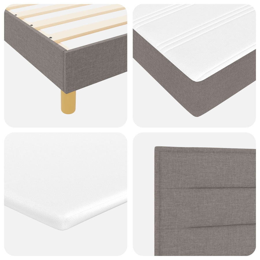 Boxspringbed Met Matras Stof Taupe 140 x 190 cm Lijnen ontwerp