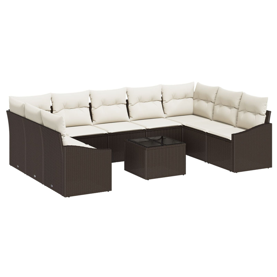 Tuin Sofa Set Set Van 10 Crème Poly Rattan Tuin Sofa Met Opslag