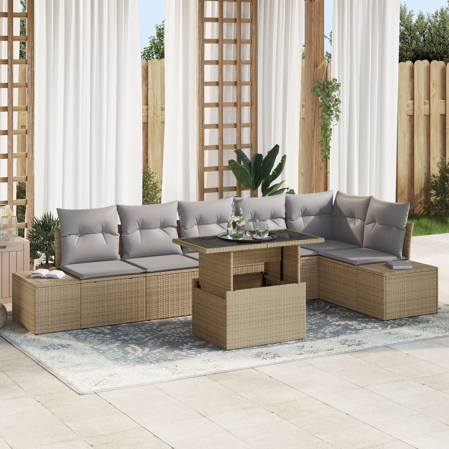 Tuin Sofa Set 7-Delige Set Beige En Grijs