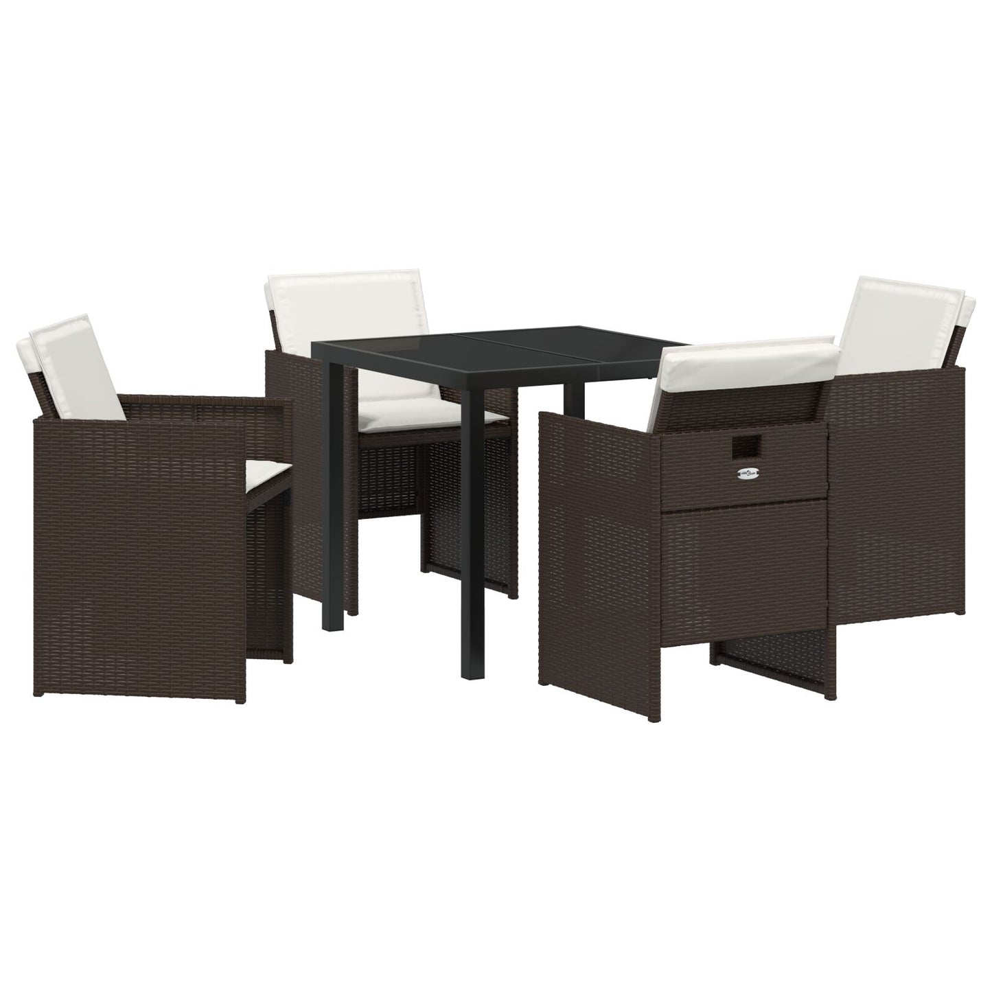 5-Delige Tuinset Met Kussens Bruin Poly Rattan