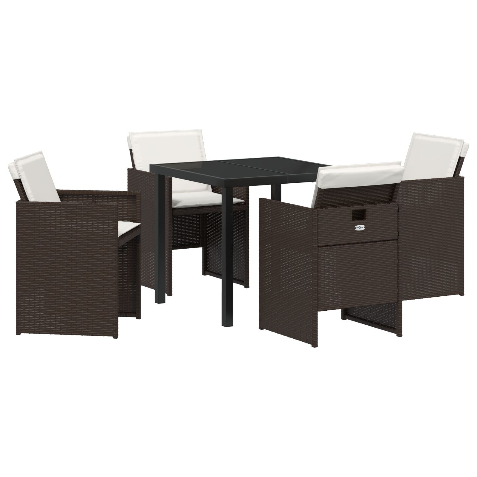 5-Delige Tuinset Met Kussens Bruin Poly Rattan