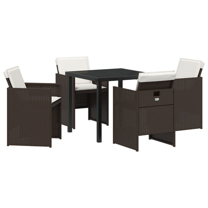 5-Delige Tuinset Met Kussens Bruin Poly Rattan