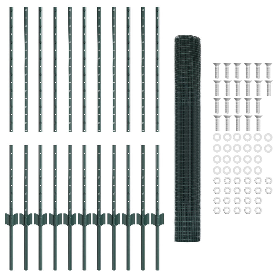 Tuinhekje Set Set Van 2 Groen Verzinkt Staal 25 X 1 M Duurzaam