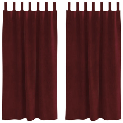 Blackout Gordijnen Met Hanglussen 2 Stuks Wijnrood Fluweel Bordeauxrood 140 x 175 cm met ophanglussen