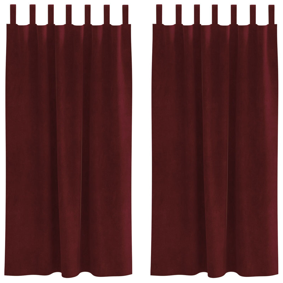 Blackout Gordijnen Met Hanglussen 2 Stuks Wijnrood Fluweel Bordeauxrood 140 x 175 cm met ophanglussen