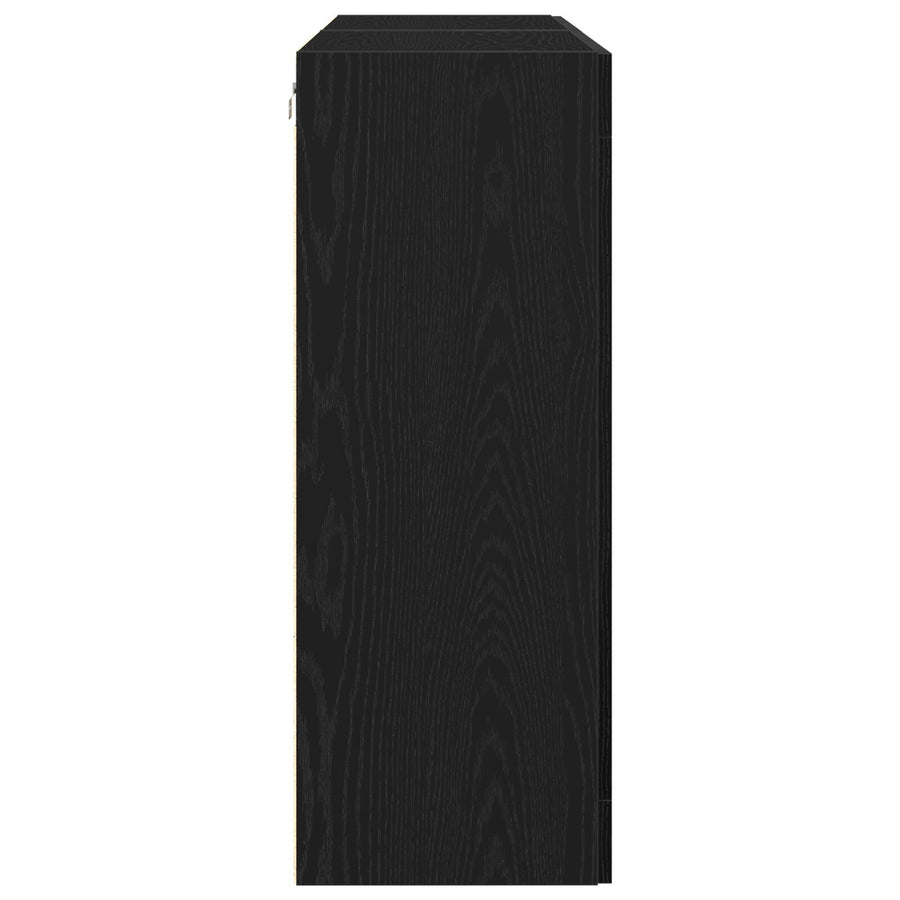 Wandkast Set Van 2 Zwart Eiken Bewerkt Hout 139 X 34 X 90 Cm