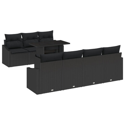 Tuin Sofa Set Set Van 8 Houtskool Riet, Polyester Tuin Sofa