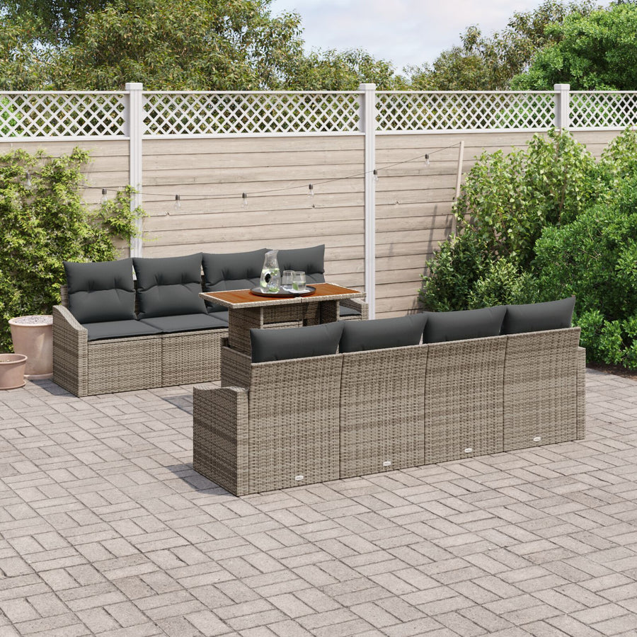 7-Delige Tuin Sofa Set Met Kussens Grijs Poly Rattan