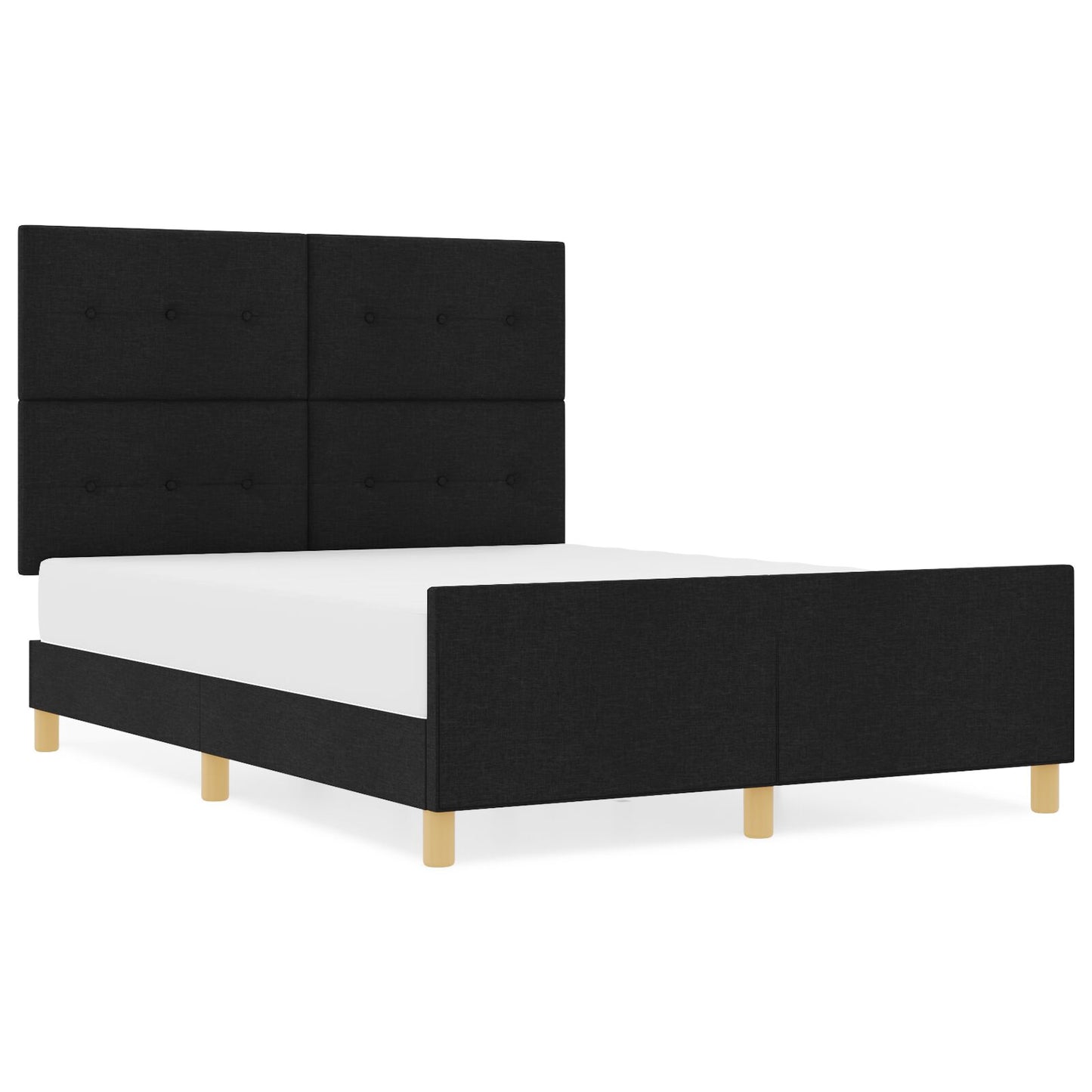 Bed Frame Zwart 140X190 Cm Stof Crème