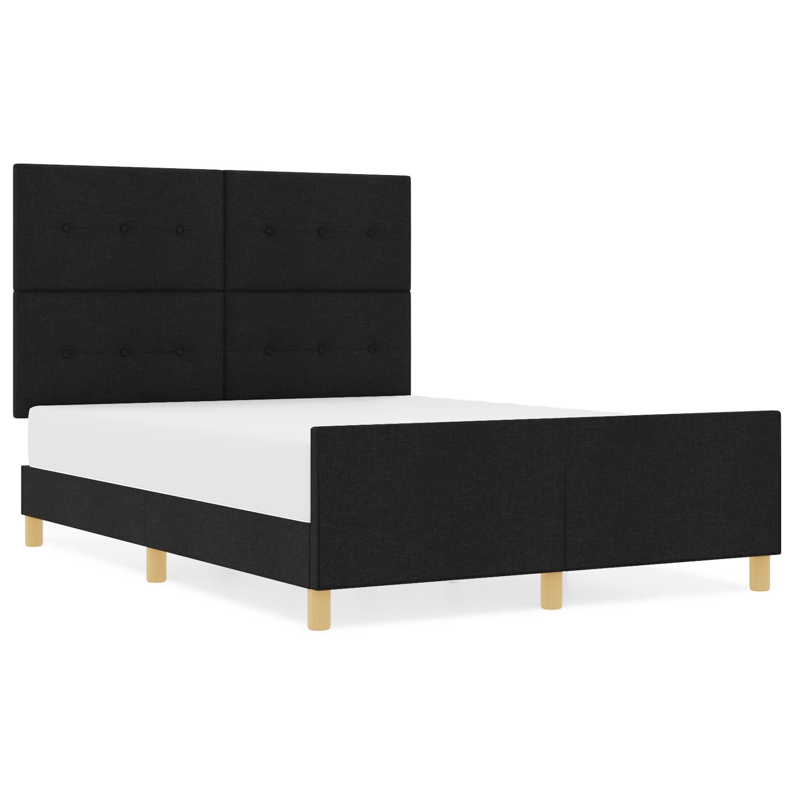 Bed Frame Zwart 140X190 Cm Stof Crème