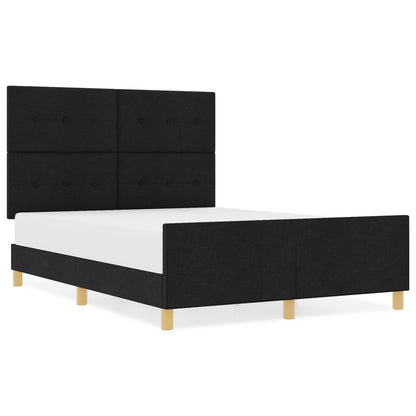 Bed Frame Zwart 140X190 Cm Stof Crème