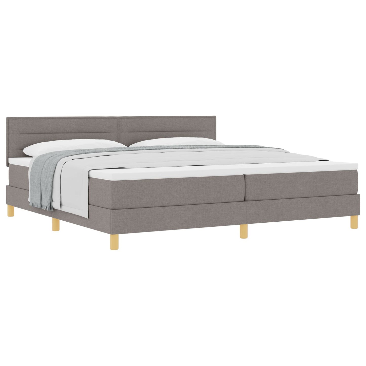 Boxspring Bed Met Matras Stof Taupe 200 x 200 cm Lijnen ontwerp
