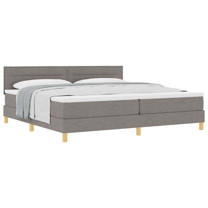 Boxspring Bed Met Matras Stof Taupe 200 x 200 cm Lijnen ontwerp