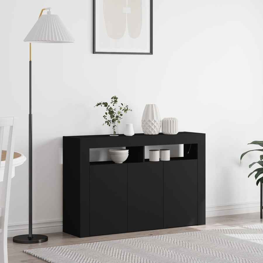 Dressoir Engineered Hout 116 X 30 X 75 Cm Dressoir Zwart