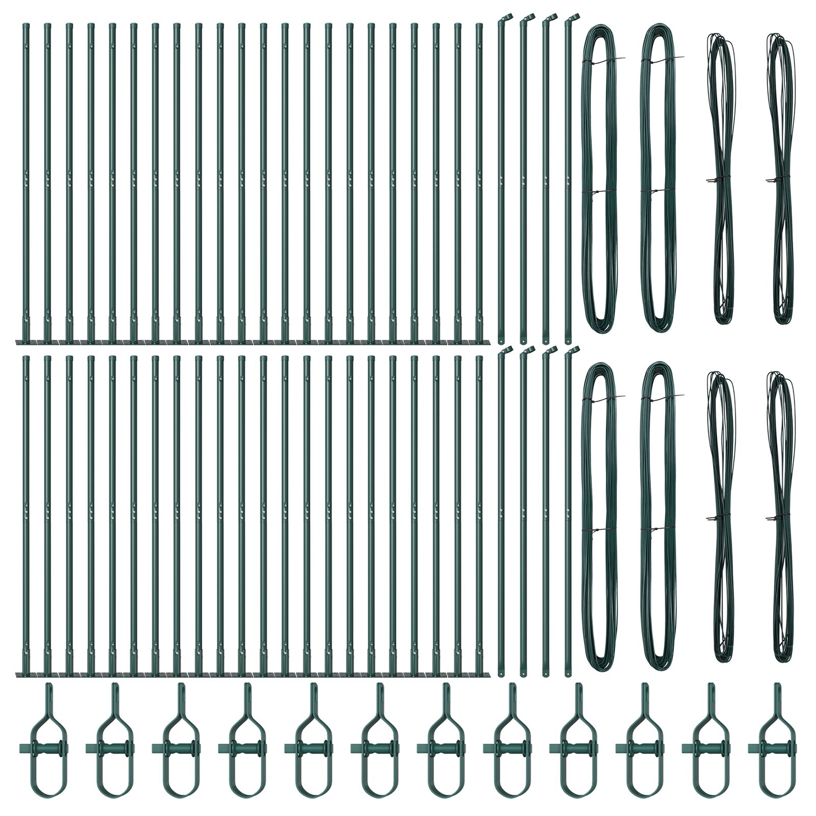 Hekpalen Set Van 104 Poeder-Gecoat Staal Groen 160 cm 52x betonnen paal