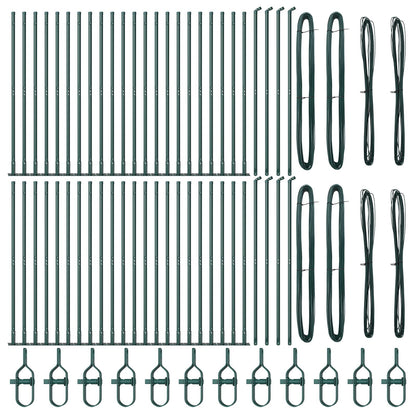 Hekpalen Set Van 104 Poeder-Gecoat Staal Groen 160 cm 52x betonnen paal