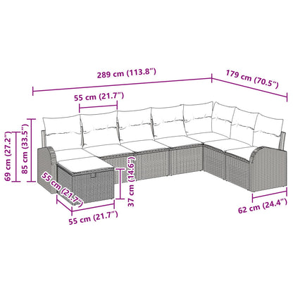 8-Delige Tuin Sofa Set Met Kussens Grijs Poly Riet