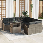 Garden Sofa Set with Storage 9 pcs Grey poly rattan