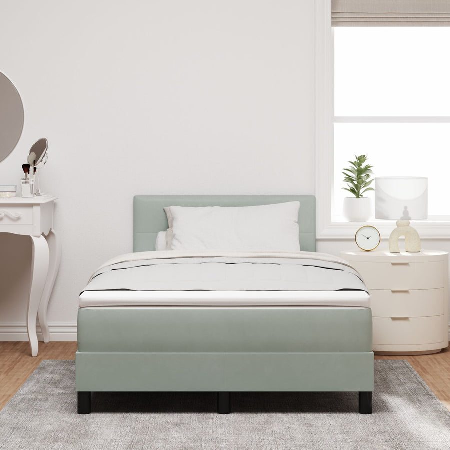 Boxspringbed Met Matras Lichtgrijs 120X200 Cm Fluweel Blauw