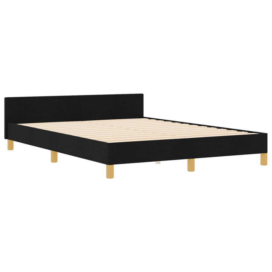 Bedframe Zwart 140X190 Cm Stof Crème