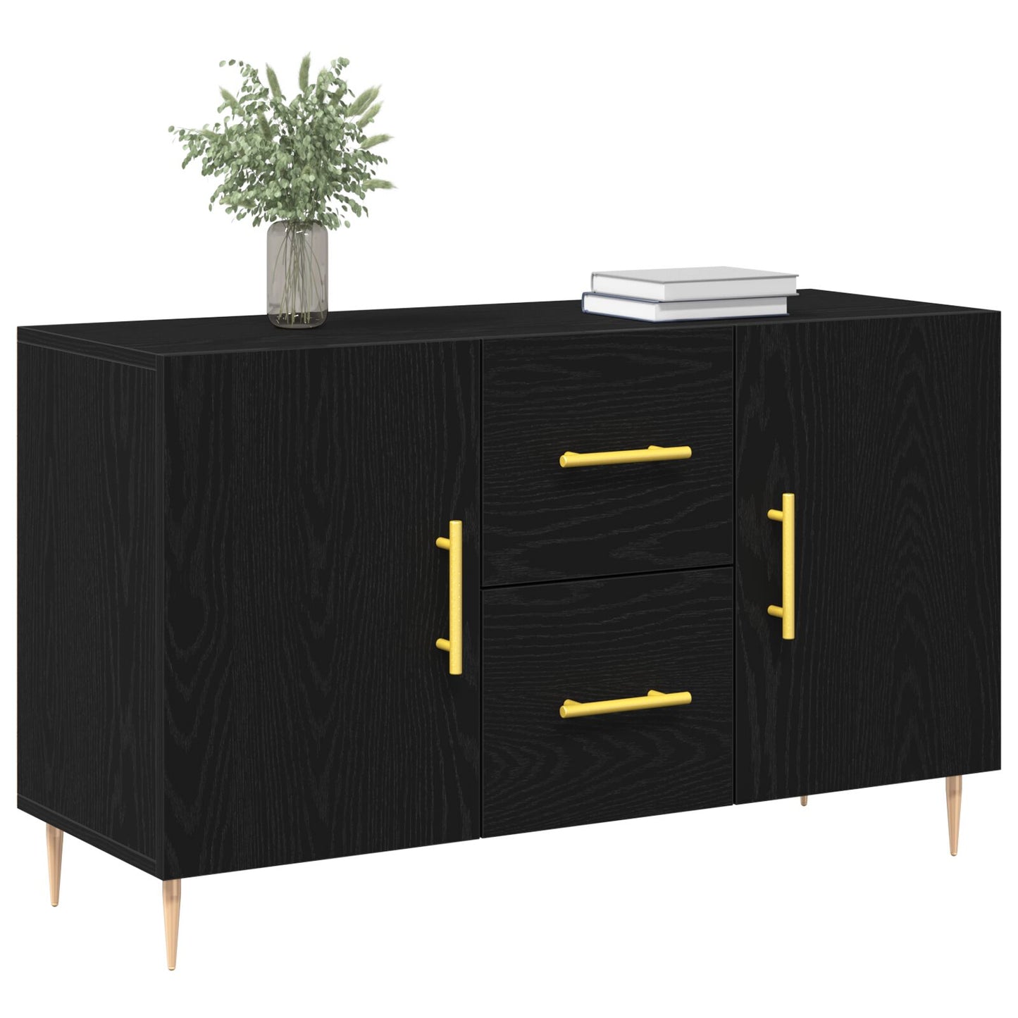 Sideboard Zwart Eiken 100X36X60 Cm Engineered Wood