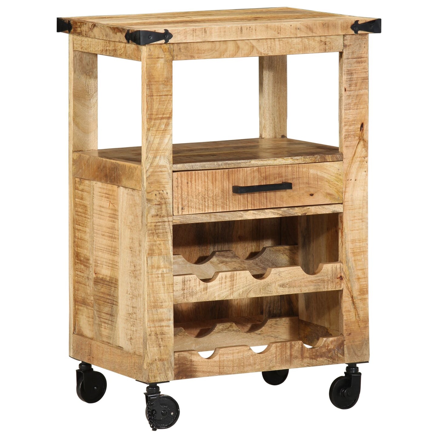 Keuken Trolley 55X40X80 Cm Massief Ruw Mangohout