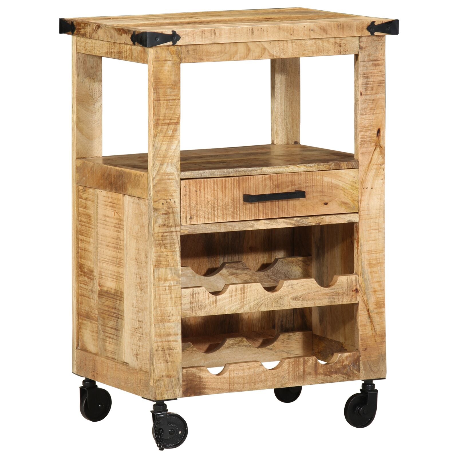 Keuken Trolley 55X40X80 Cm Massief Ruw Mangohout